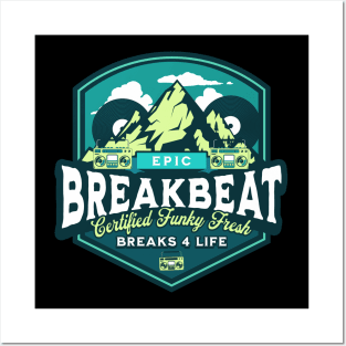 BREAKBEAT - Epic Funky Fresh mountain (Blue/Lime) Posters and Art